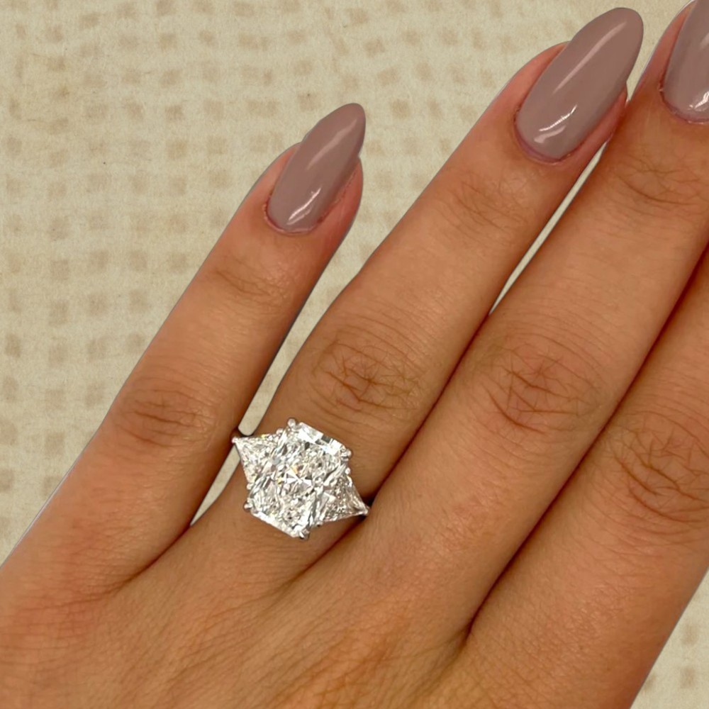 CVD Lab Grown 14k White Gold Radiant Cut Diamond Ring 3.75 Carat IGI E F VVS2