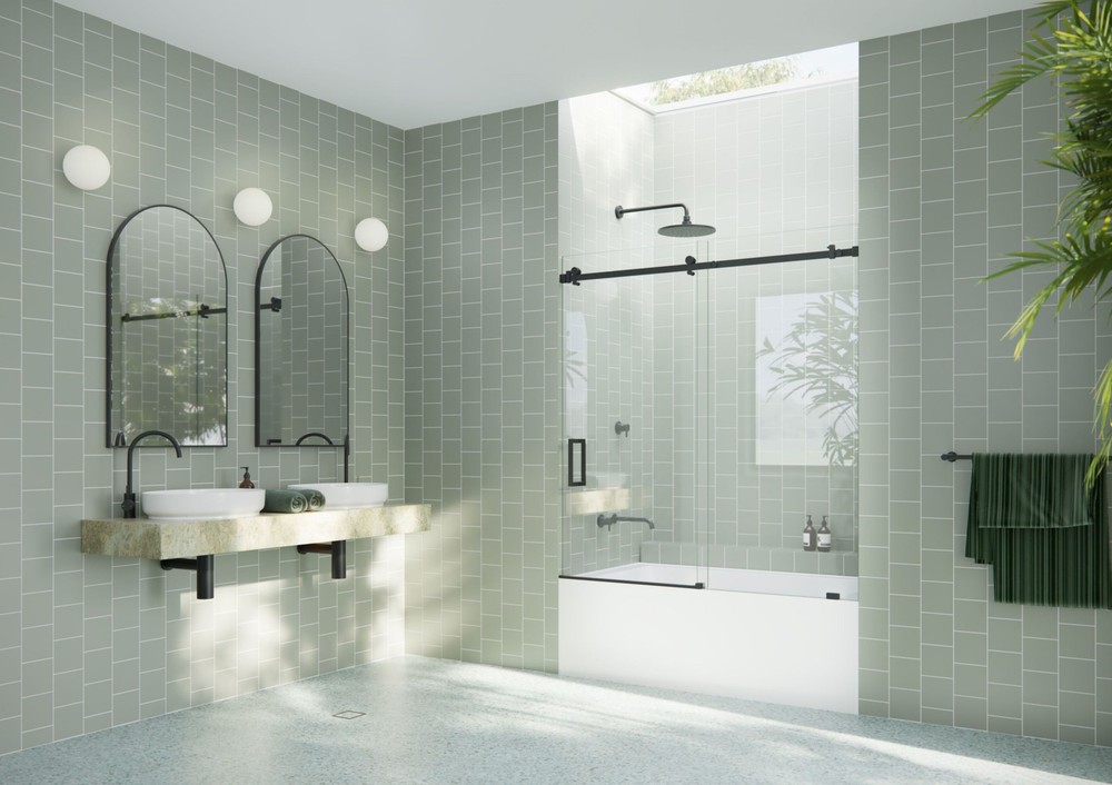 Astro 60H x 56W Frameless Black Sliding Glass Warehouse Door