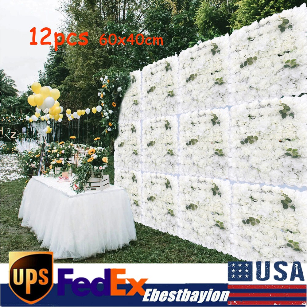 12pcs 60x40cm Artifical Flower Wall Wedding Venue Backdrop Decor Flower Panel