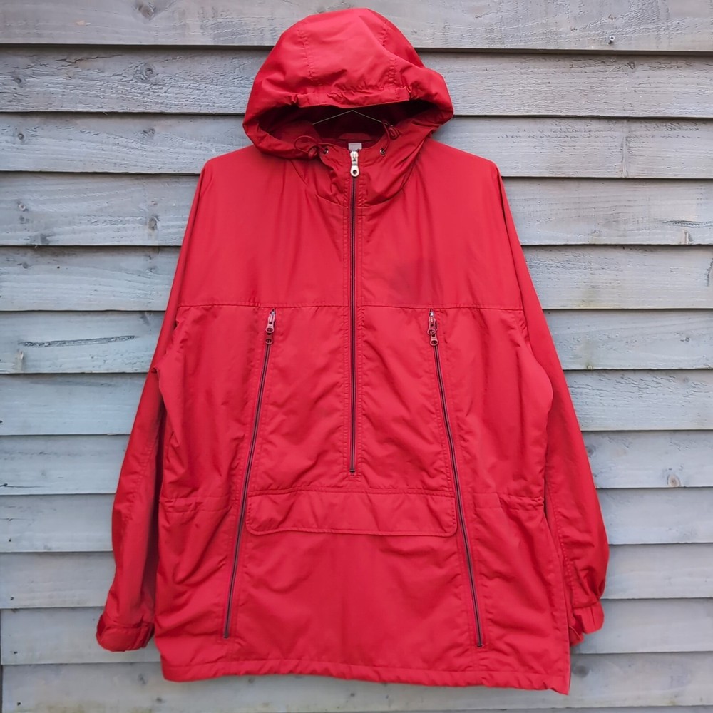 Uniqlo Avant Garde Mens Medium Red Zipper Style Anorak Rain Jacket Y2K 00s