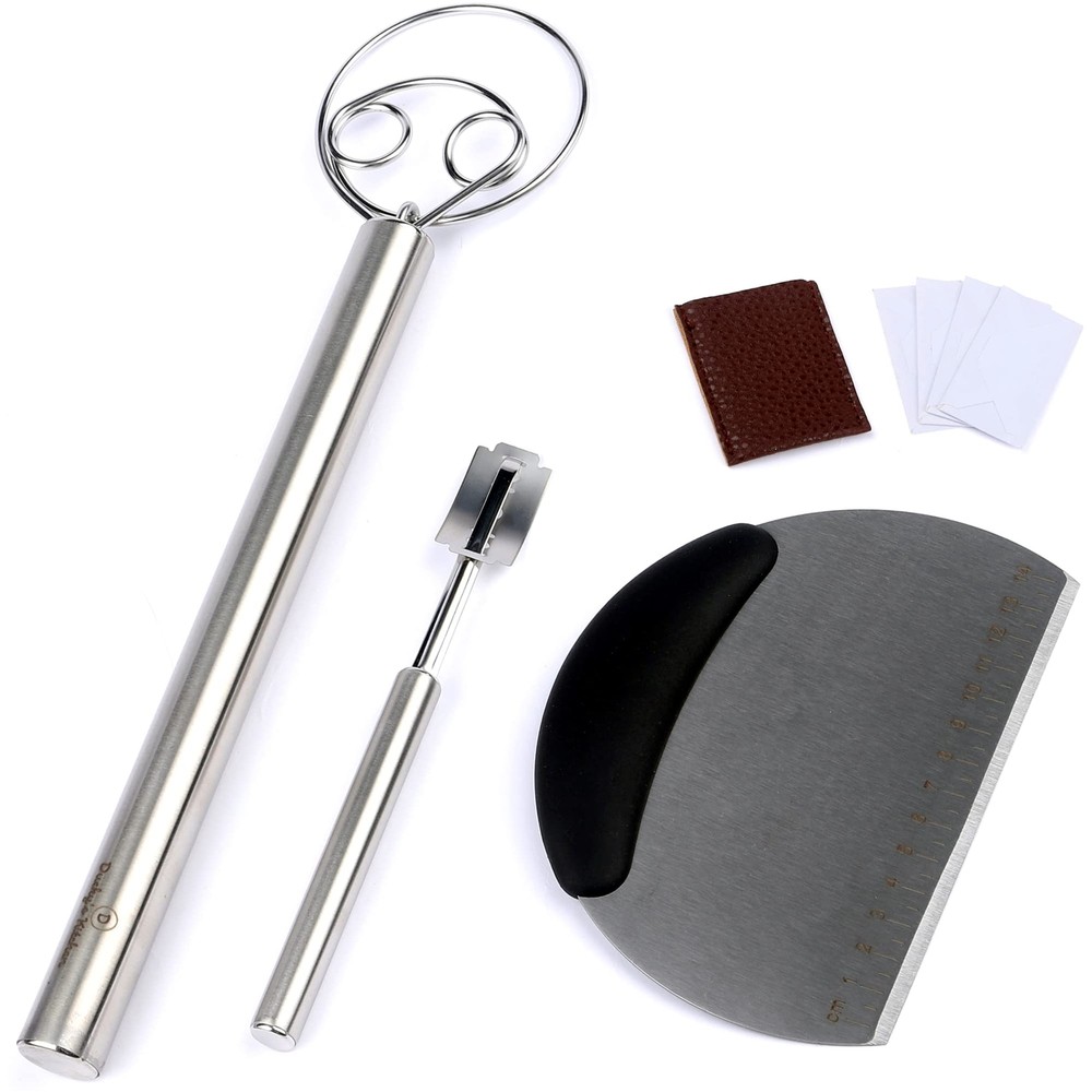 Bread Baking Tools and Accessories w/Dough Scraper, Bread Lame, Dough Whisk -...