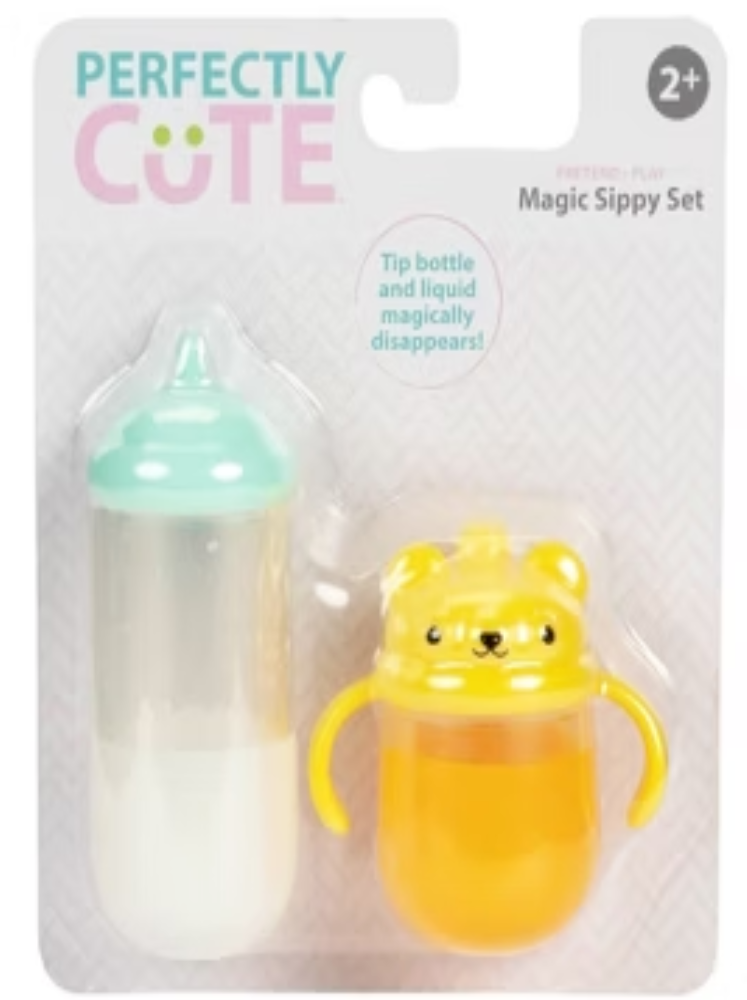 Perfectly Cute Magic Sippy Set Age 2+ Tip Baby Doll Bottle Cup Liquid Disappears