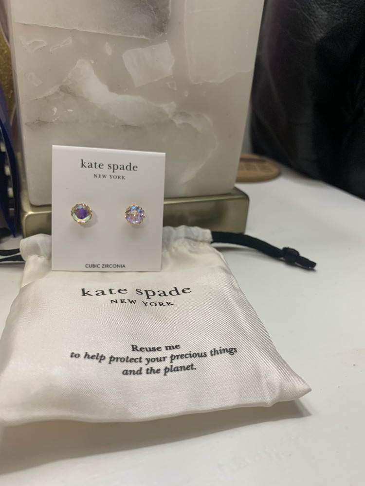 NWT Kate Spade Sparkle Circle Studs with Gold Setting