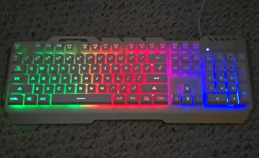 HIRALLY X11 Gaming Keyboard Wired LED Mechanical-Feel White Tested