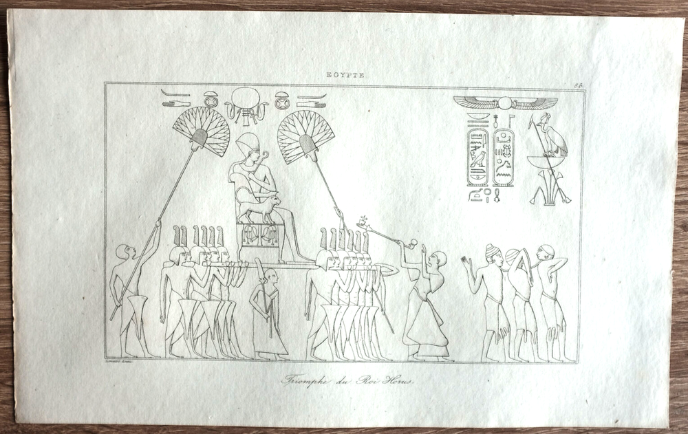 1839 Print Triumph of King Horus Ancient Egyptian Art Mythology