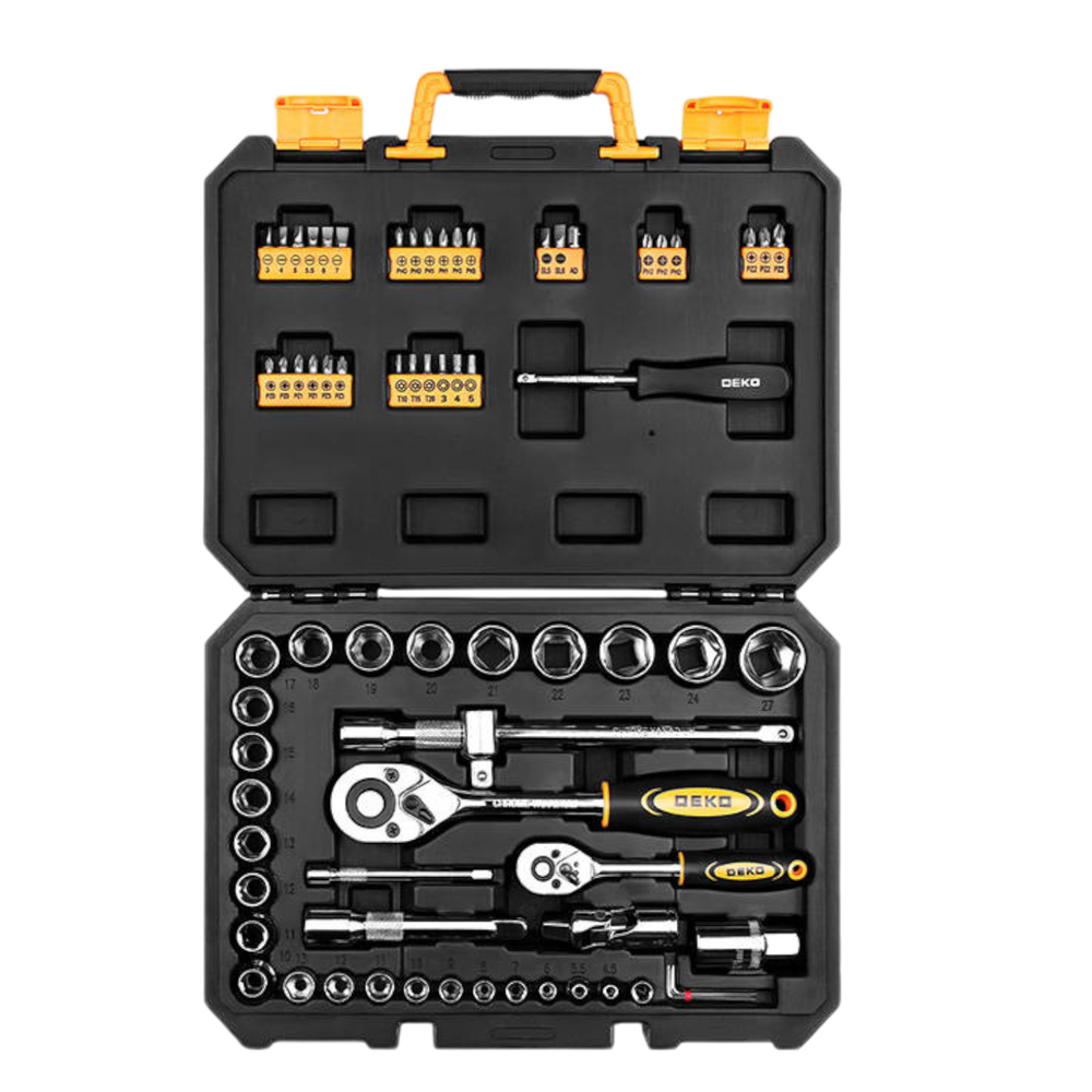 72-Piece Deko Tool Box Set with Ratchet Socket and Hand Tools