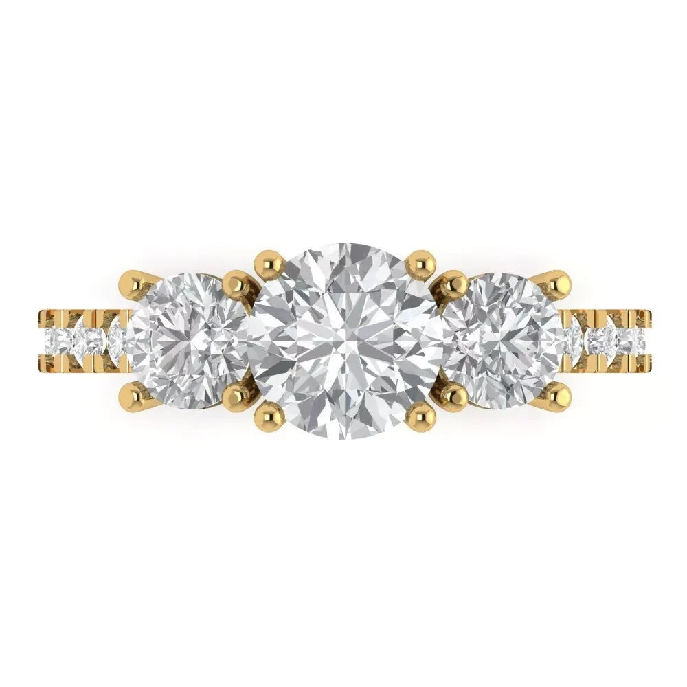2.00Ct Round Cut Natural Moissanite Women's Wedding Ring 14k Yellow Gold Plated