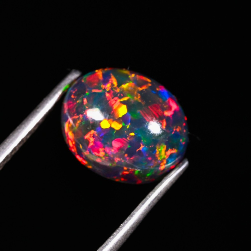 Ring Size Black Opal Stone Opal Jewelry Natural Ethiopian Fire Opal Cabochon