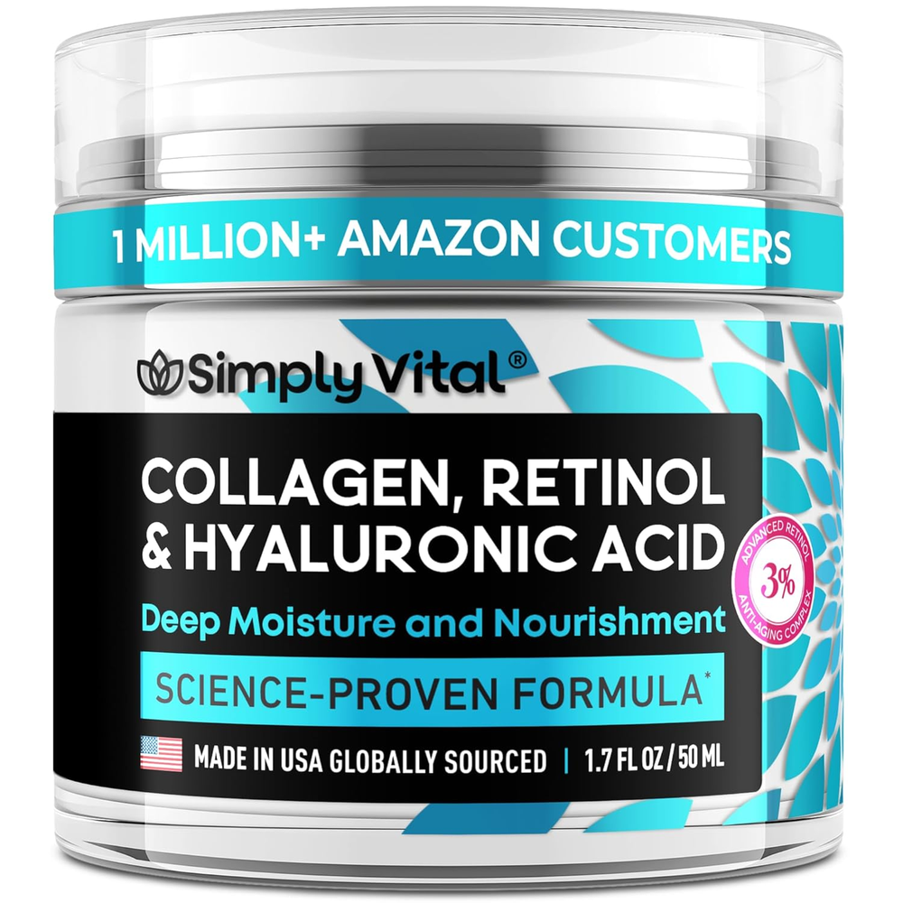 Collagen, Retinol & Hyaluronic Acid Cream - Anti-Aging Face Moisturizer for Face
