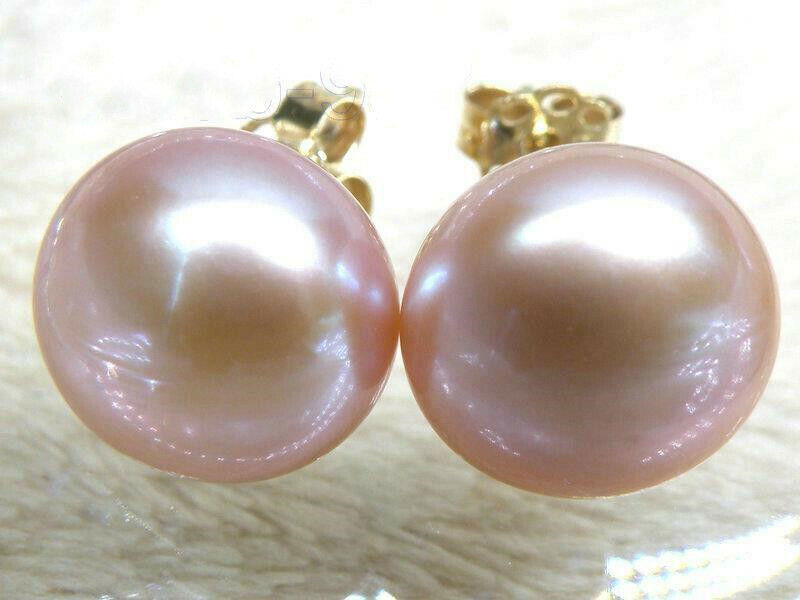 Wholesale AAA Akoya 8-9mm Purple Pearl Stud Earrings in 14k Gold Special Offer-image