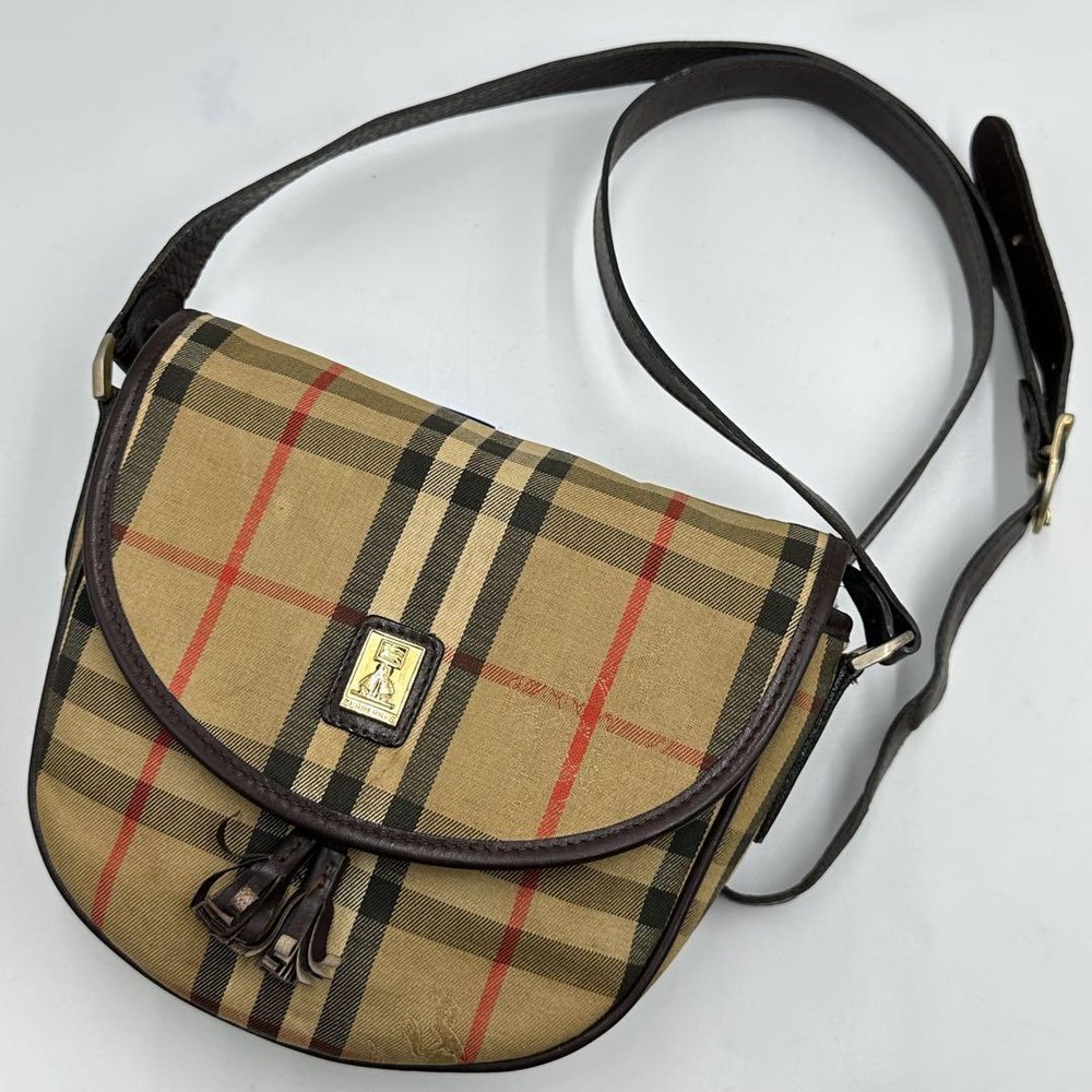 Burberry Shoulder Bag Nova Check Crossbody Canvas Horse Logo