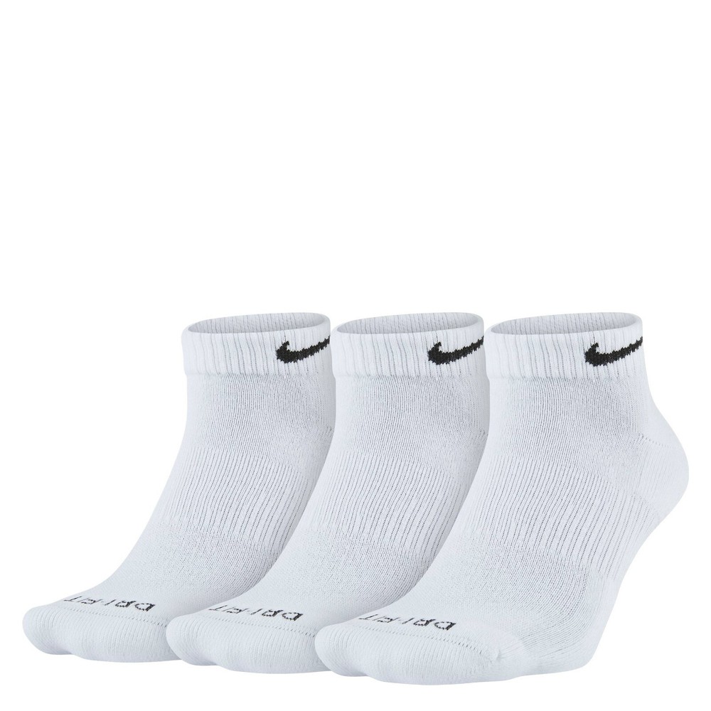 Unisex Nike, Plus Cushion Training Low Cut Socks - 3 Pairs SX7040-100 White Cott
