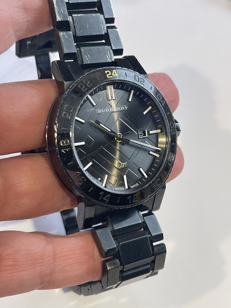 $795 Burberry Black Dial Stainless Steel Quartz Men's Watch BU9340