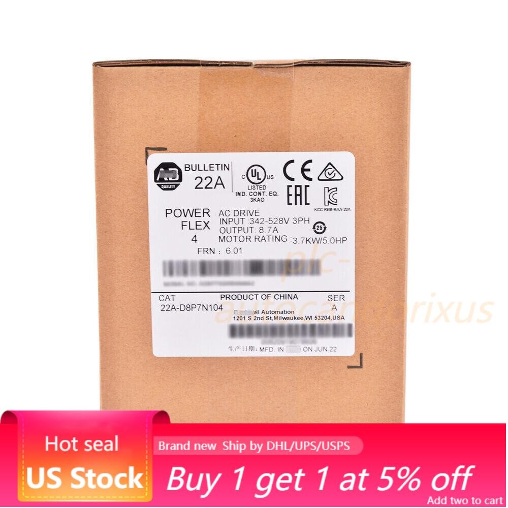 Allen-Bradley 22A-D8P7N104 Ser A PowerFlex 4 3.7 kW (5 Hp) AC Drive  US Free Tax