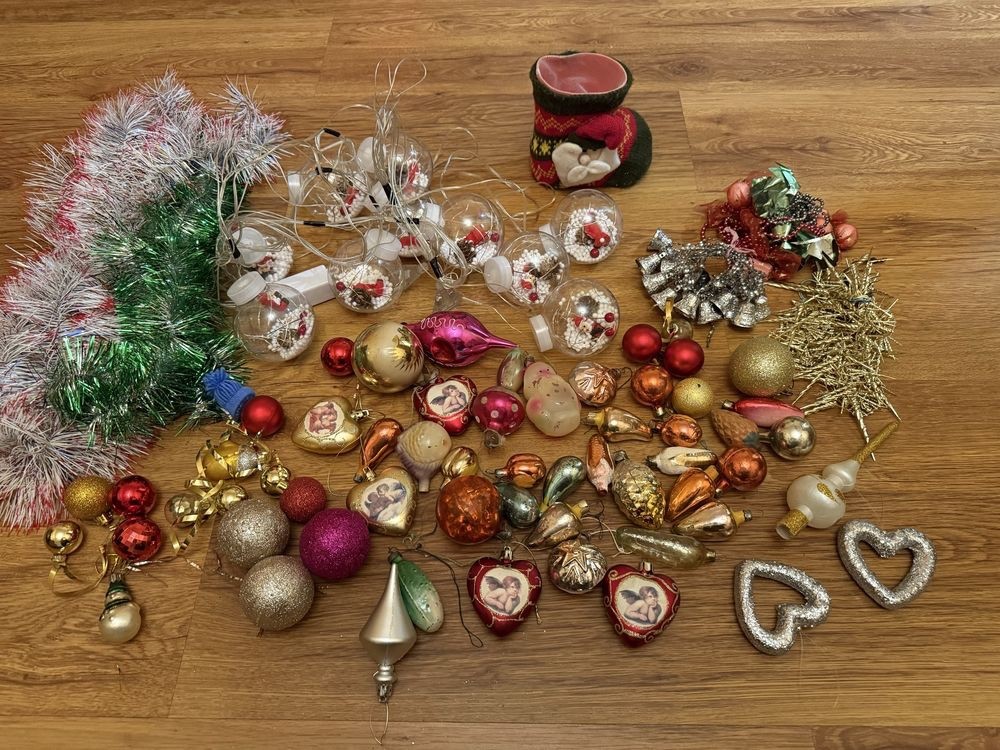 Lot of 30+ Vintage Soviet Glass Christmas Ornaments USSR Mixed Mercury Glass Rar