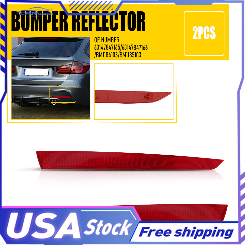 Left&Right Red Rear Bumper Reflector Lamp Light For Case BMW 2012-2017 F30 F31