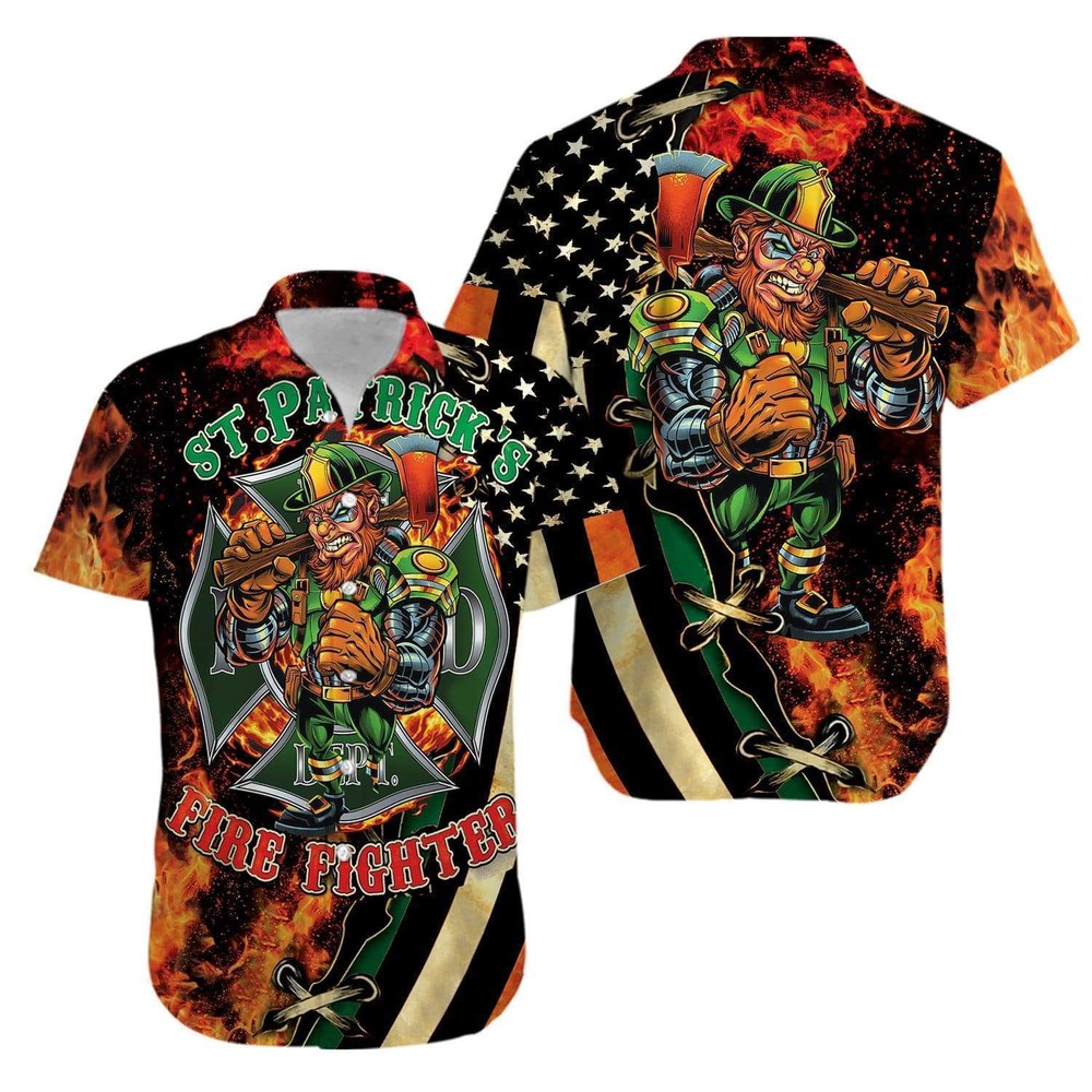 St Patricks Day Firefighter Unisex Hawaiian Shirt For Men Women