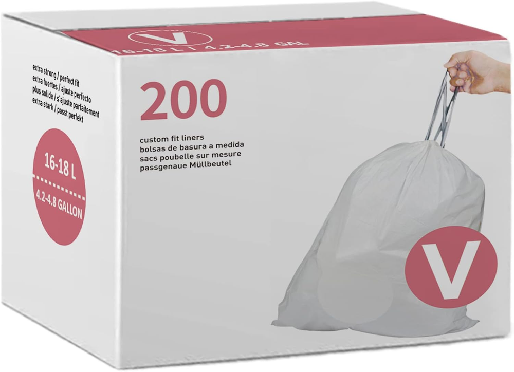 Code V 200 Count Heavy Duty Drawstring Trash Bags 1.2 Mil THICK White Garbage Ca
