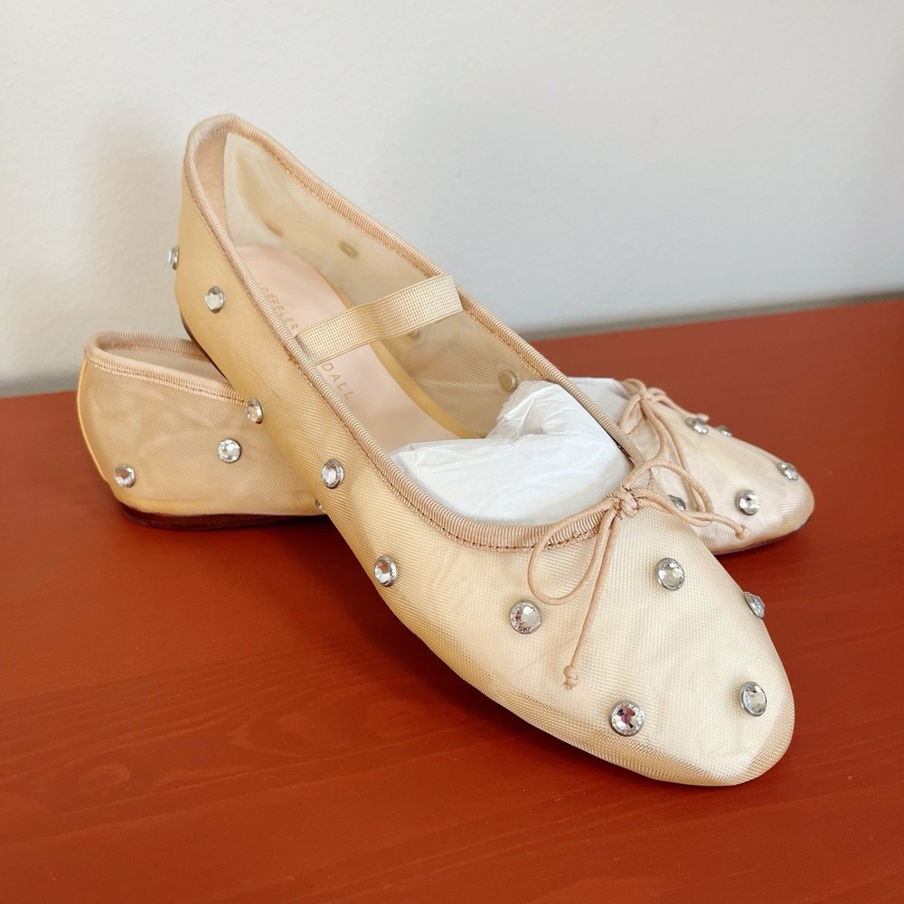 Loeffler Randall NEW Leonie Crystal Mesh Ballet Flats Size 9 Caramel/Crystal