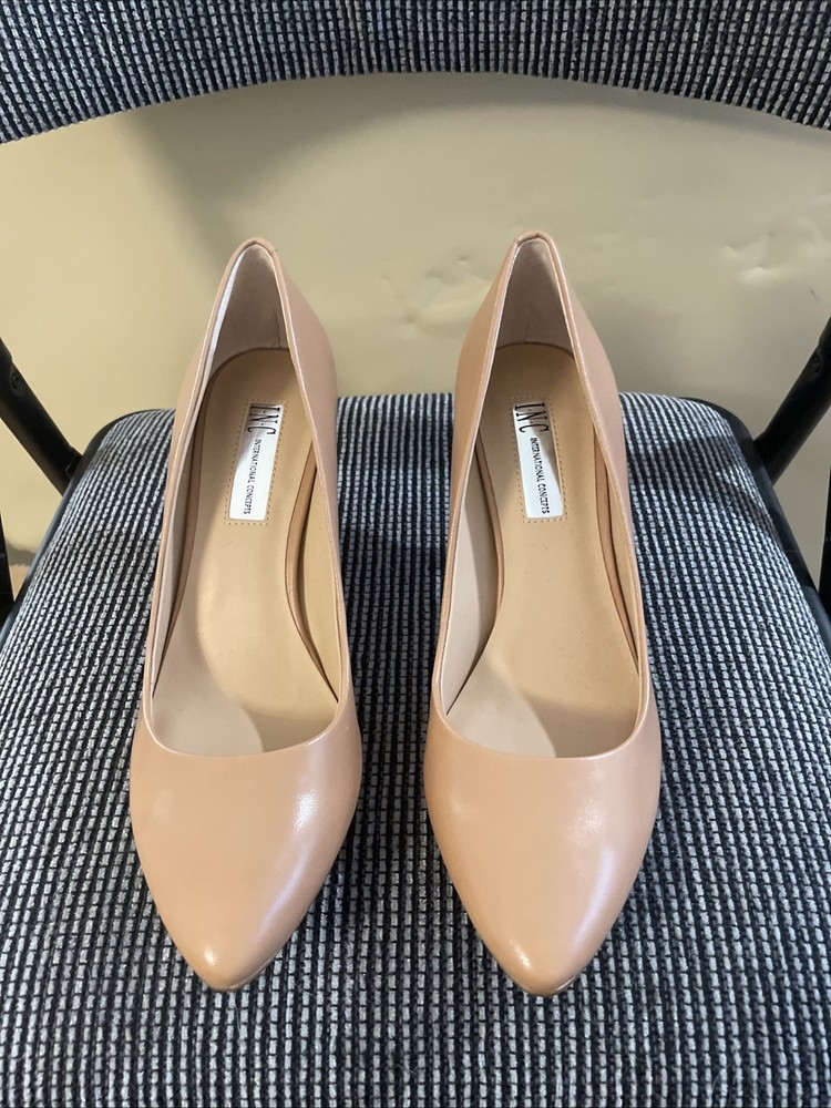 INC INTERNATIONAL CONCEPTS Women’s Nude Leather Zitah Pointed Toe Heels Size 7.5