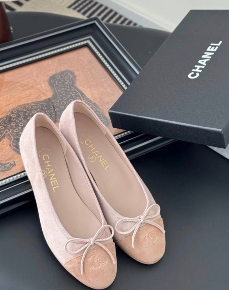 Chanel Pink Ballet Flats Size 39 EU US 8.5 Complete Set