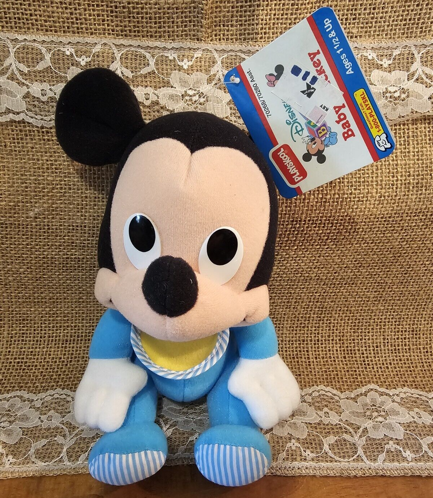 Vintage Disney Babies 1984 Plush Doll Mickey Mouse 8” Tag Playskool Baby Nursery