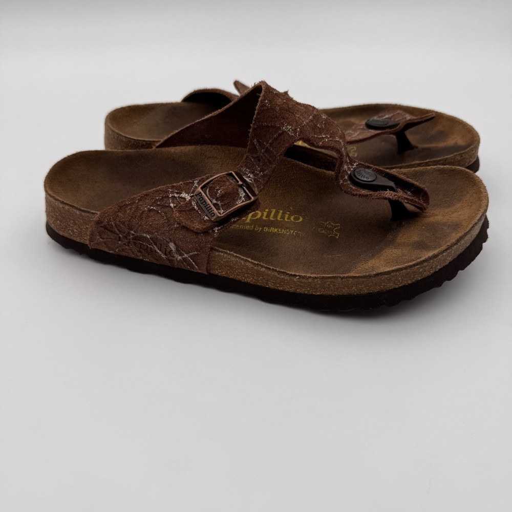 Papillio Birkenstock Gizeh Thong Sandals Women's 38 L7 M5 Wide Brown Slip On