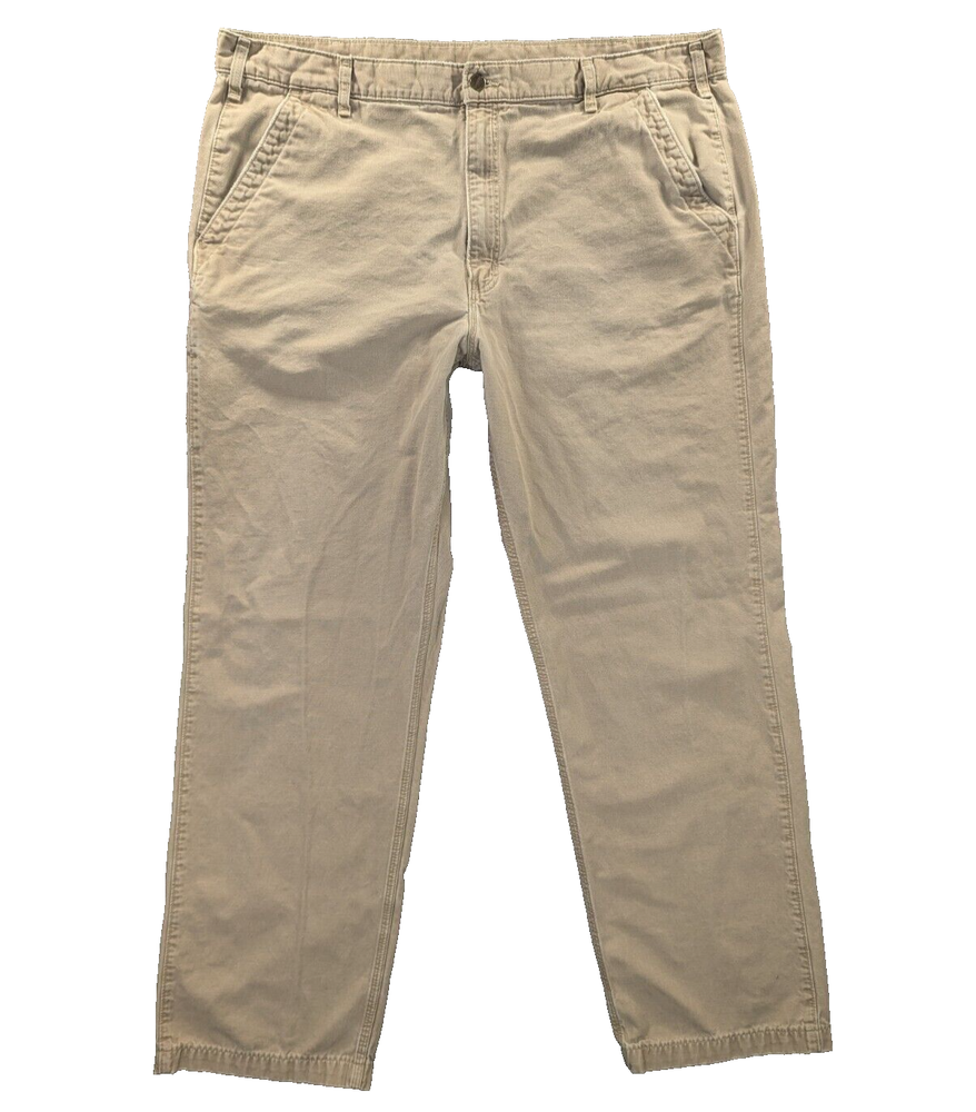 Carhartt Work Pants 42x34 Men's Beige Chino Relaxed Leg Durable Cotton Canvas
