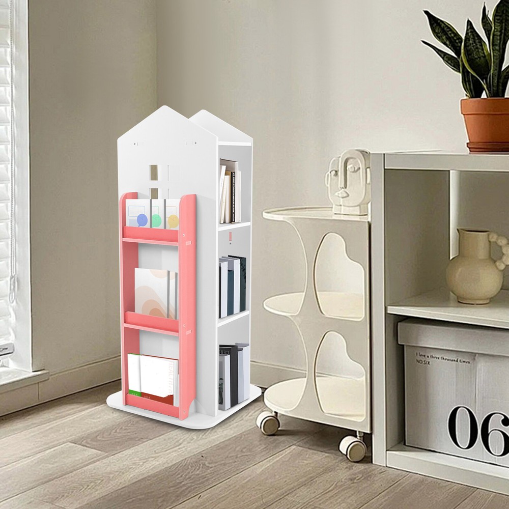 360° 4-Tier Rotating Bookshelf Freestanding Display Rack/ Bookcase Storage Shelf