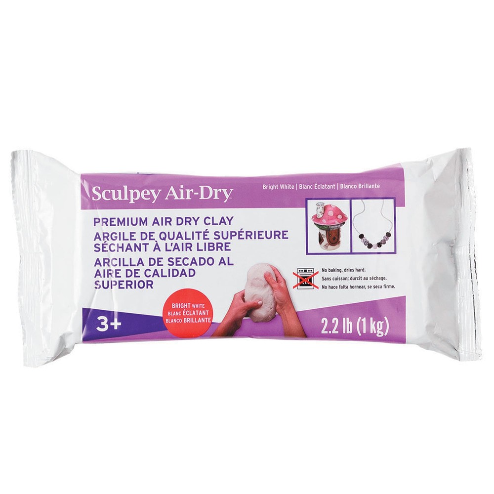 Sculpey Air-Dry White Non Toxic Air Dry Clay 2.2 Pound Bar Great for Modeling