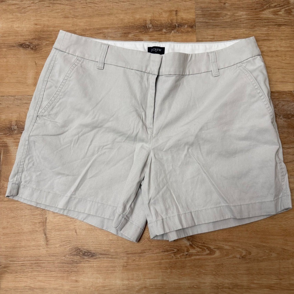 J. Crew Women's Chino Shorts Size 10 Light Gray Flat Front Casual