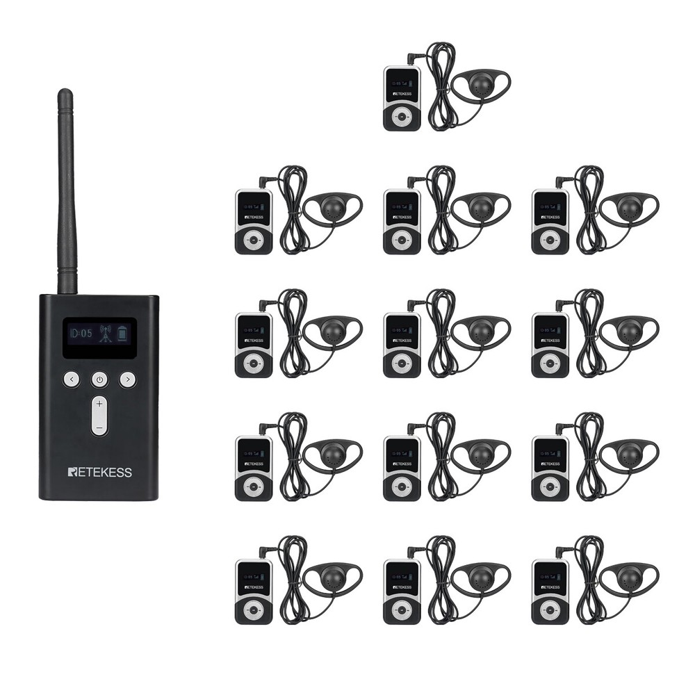 Retekess T130S Wireless Tour Guide System Mic Transmitter 13 Receivers Teaching