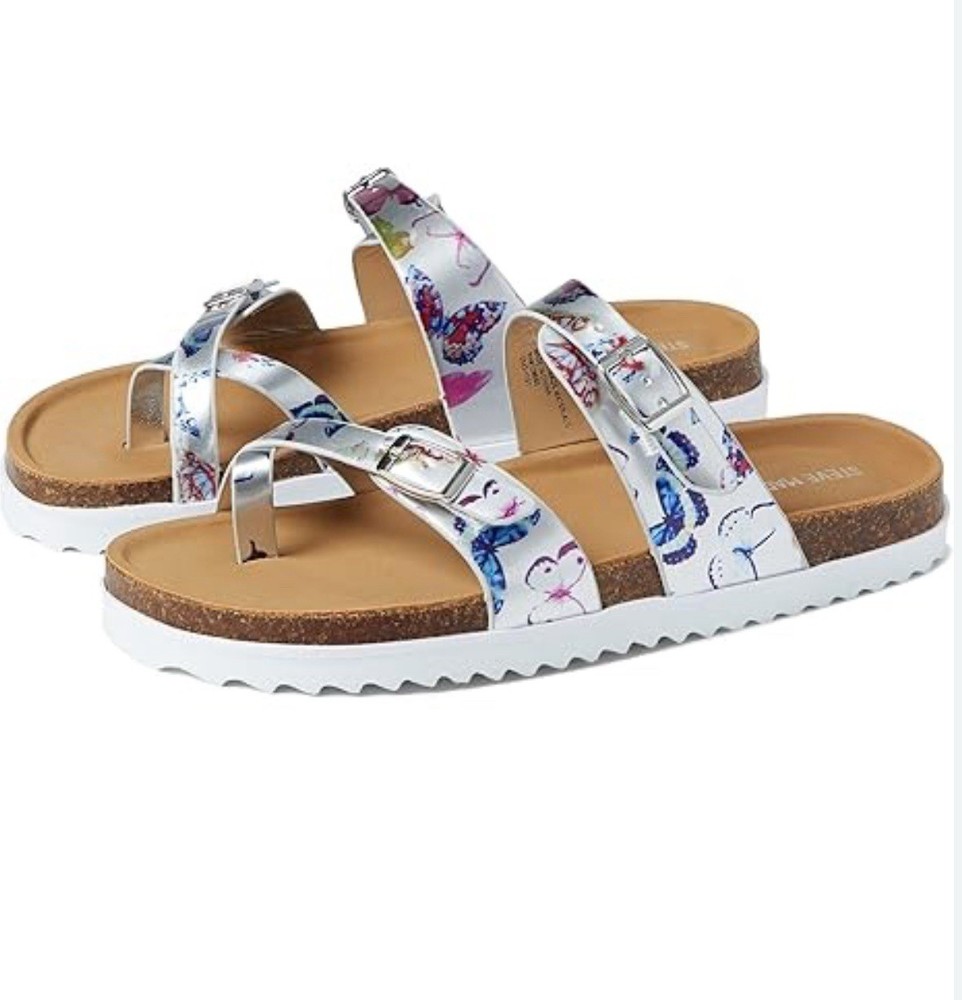 Steve Madden Maui Silver Butterfly Sandals Girls Size 4