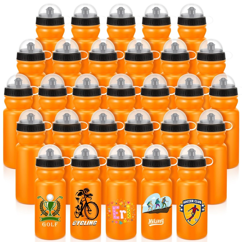 Mumufy 50 Pcs Sports Water Bottles Bulk 20 oz Plastic Water Bottles Reusable ...