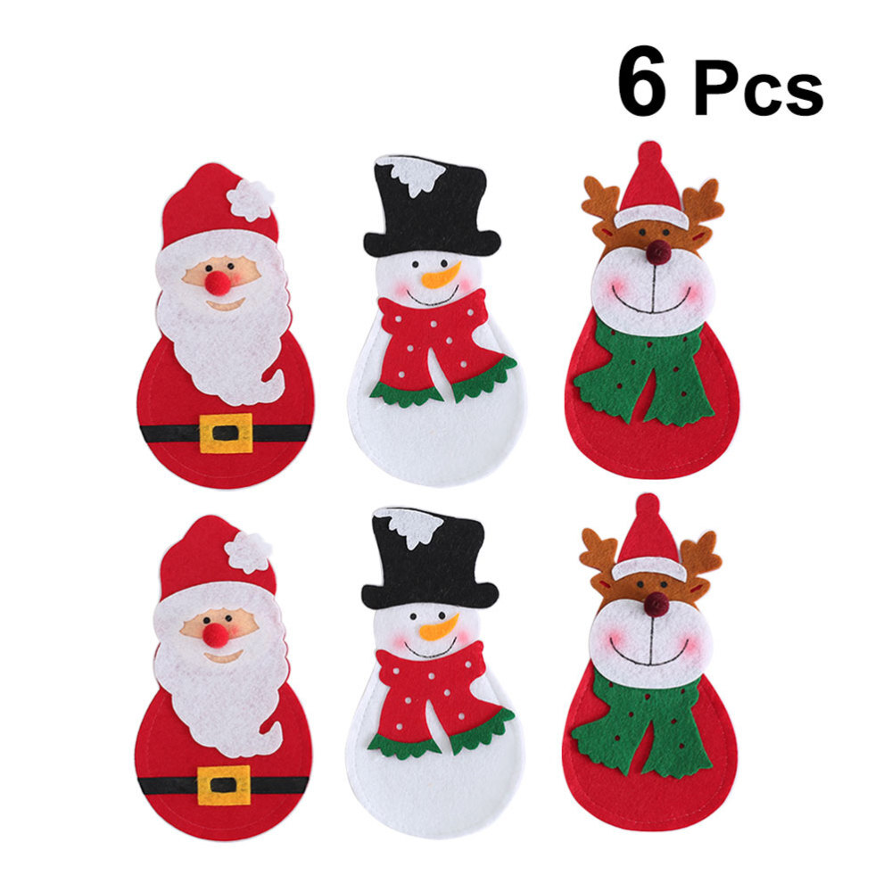 6 Pcs Christmas Silverware Holders Party Decoration Festive Atmosphere