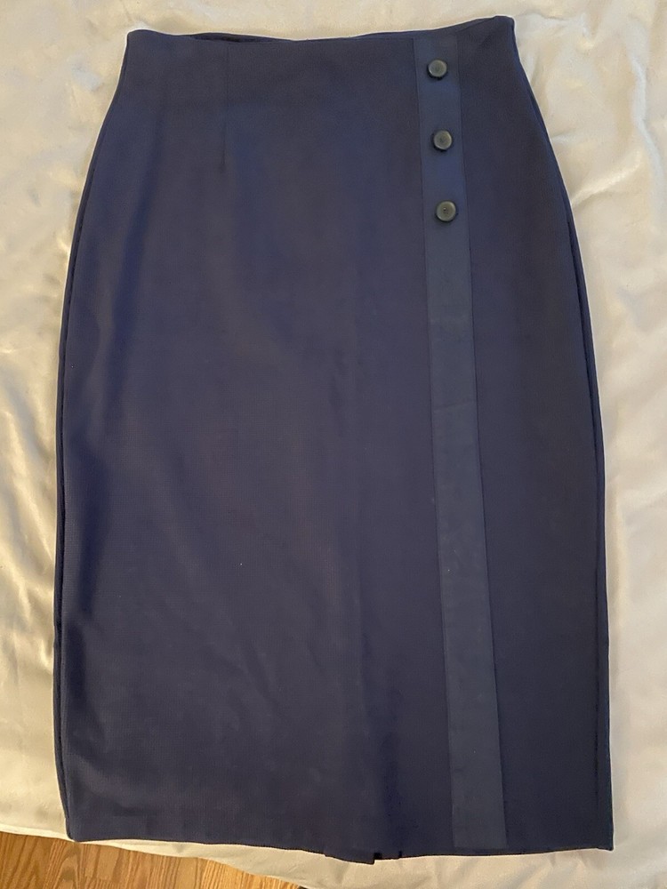 Halogen Womens Size XS  Skirt  Blue Front Side Button Design w/ Back Split