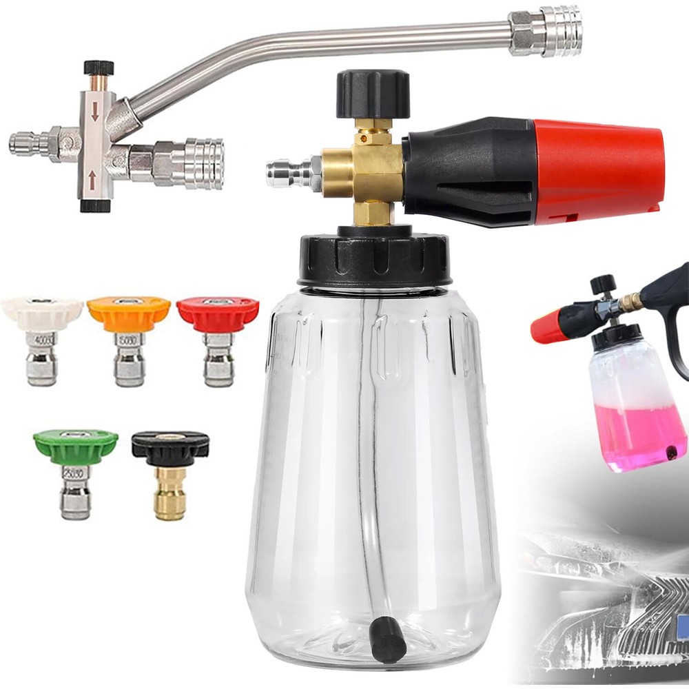 1/4 Inch Pressure Washer Foam Cannon with Dual-Connector Double Tip USA Made