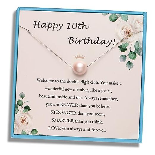 s for Teens Sterling Silver Pink Pearl Necklace as Gifts for 10th Birthday Gift