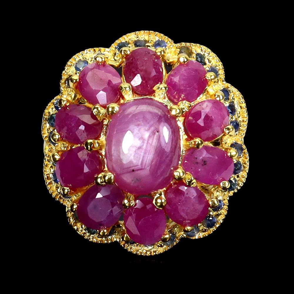 Sterling Silver Ring with 9x7mm Oval Ruby Sapphire Natural Gemstone Size 7