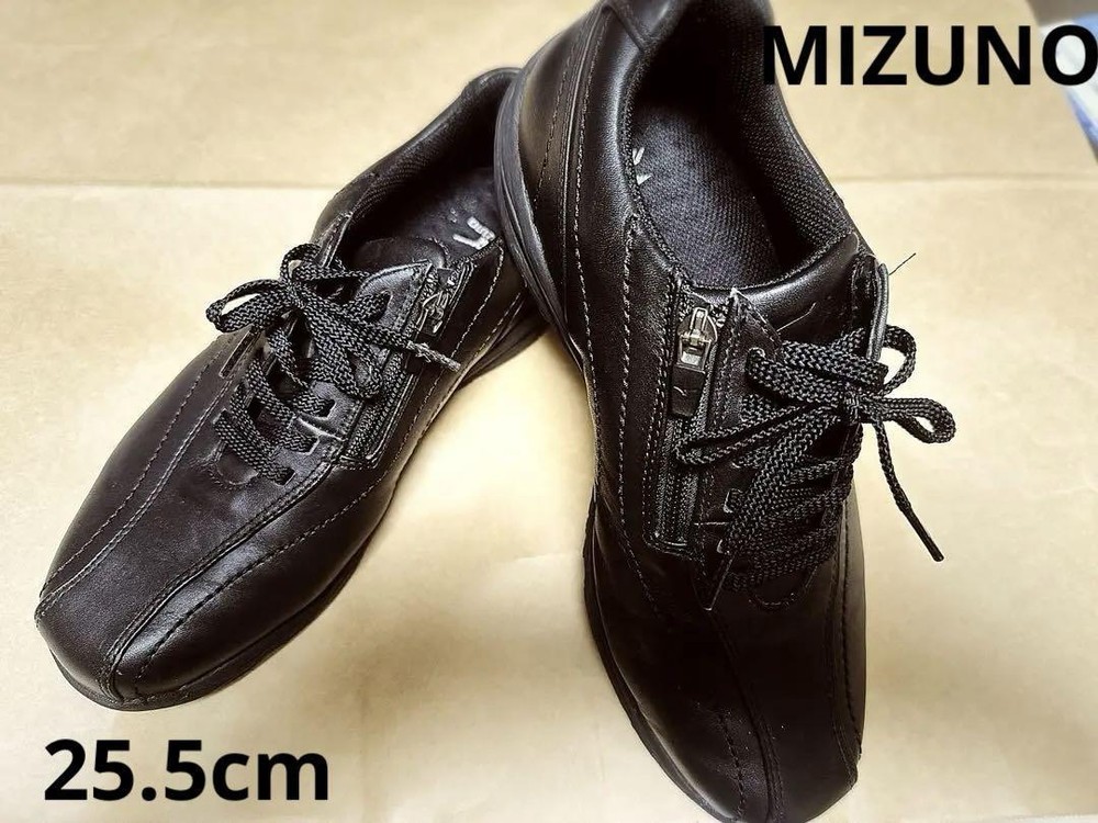 Mizuno Leather Black Walking Shoes Business Size US7.5