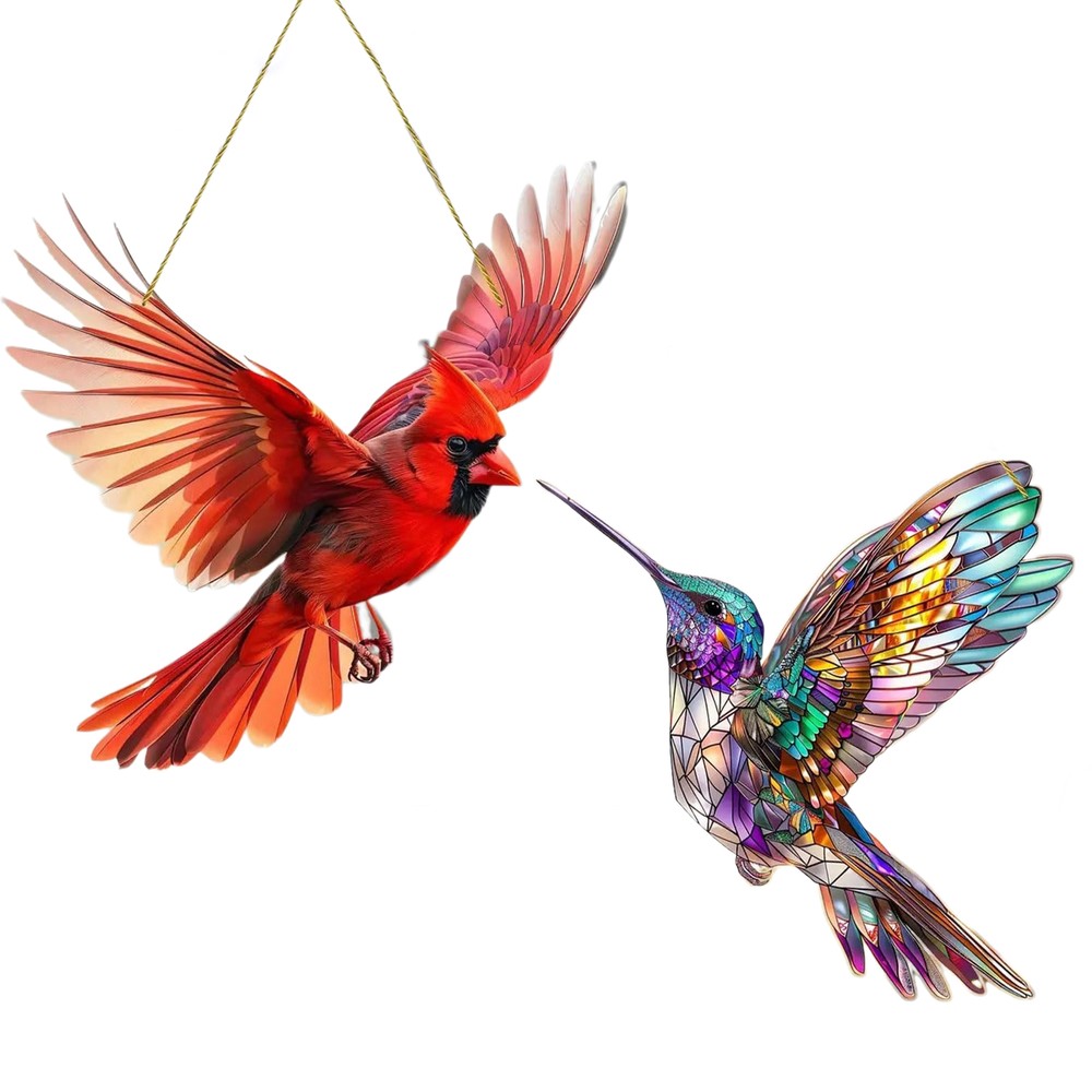 Hummingbird Stained Window Hanging Ornament Sun Catcher Cute Bird Pendant