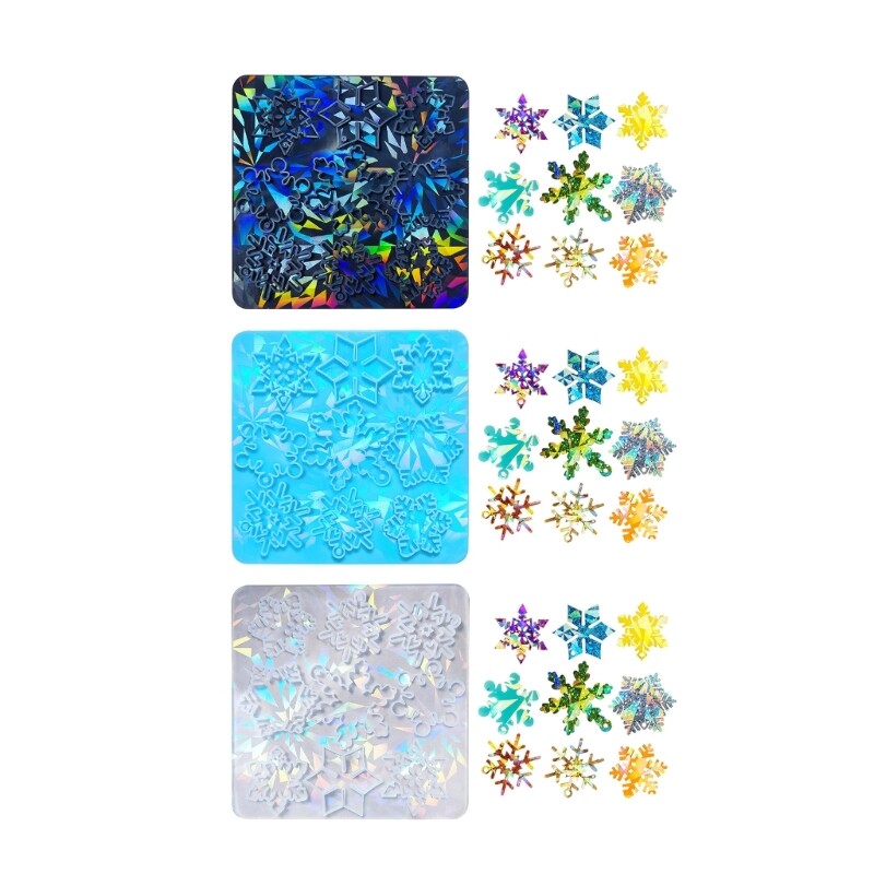 Personalize Snowflake Pendant Resin Molds Rainbow Effect Keychain Pendent Mold