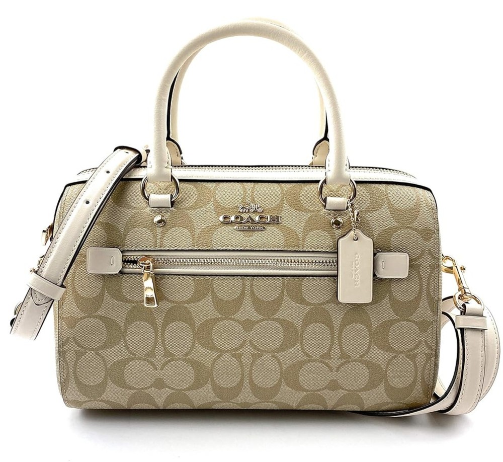 Coach Rowan Beige Canvas Satchel Bag for Women