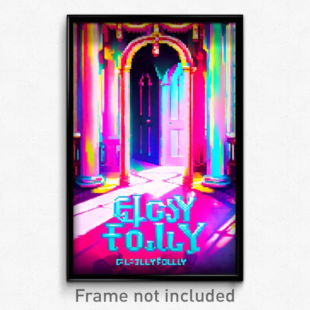 8 Bit Psychedelic Pixel Art Poster - Glossy Folly Video Game Print