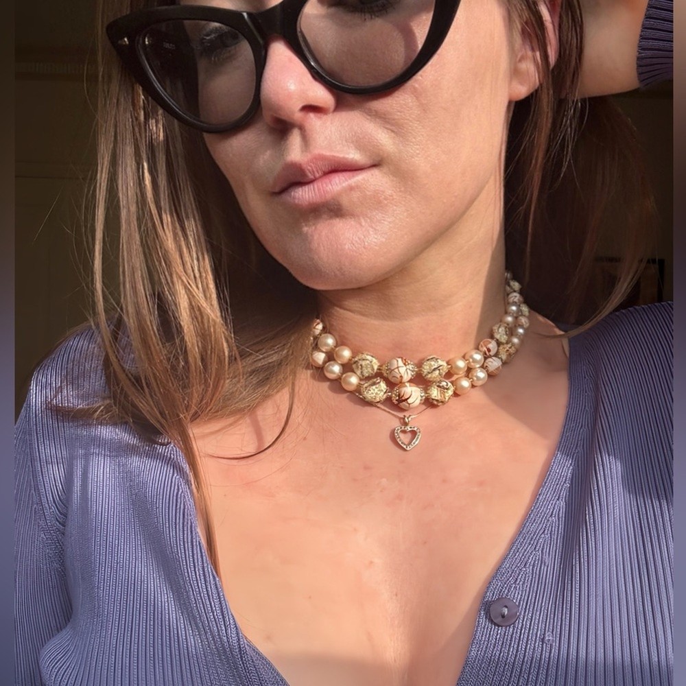 50s Vintage Double Strand Made in Japan Pearl Bead Necklace