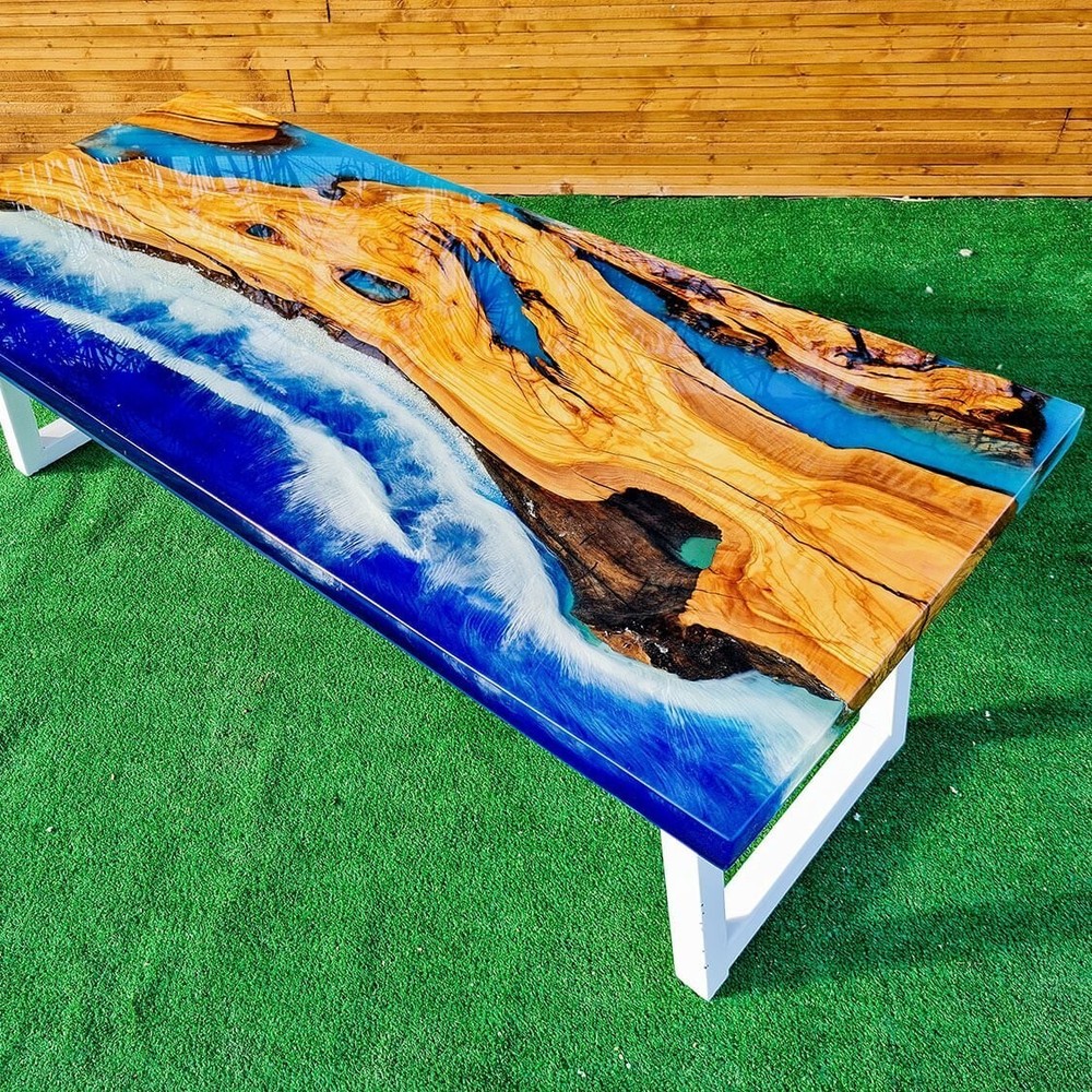 Epoxy ocean table top for sale in USA handmade resin river tables