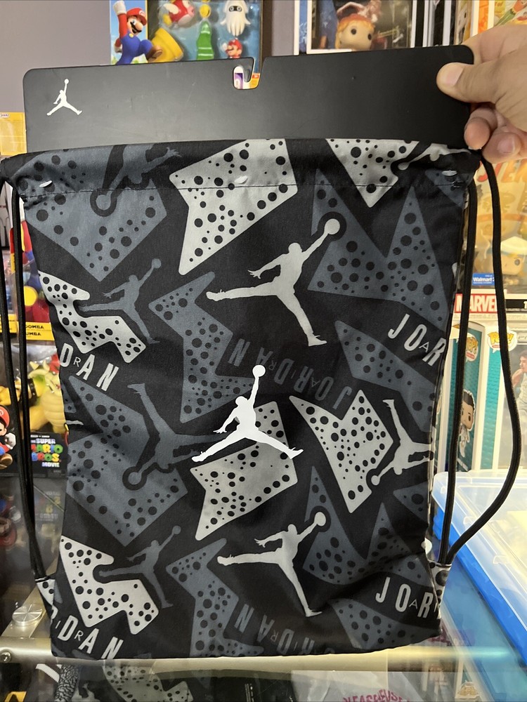 Nike Air Jordan JUMPMAN Gym Sack Drawstring Bag Black Gray