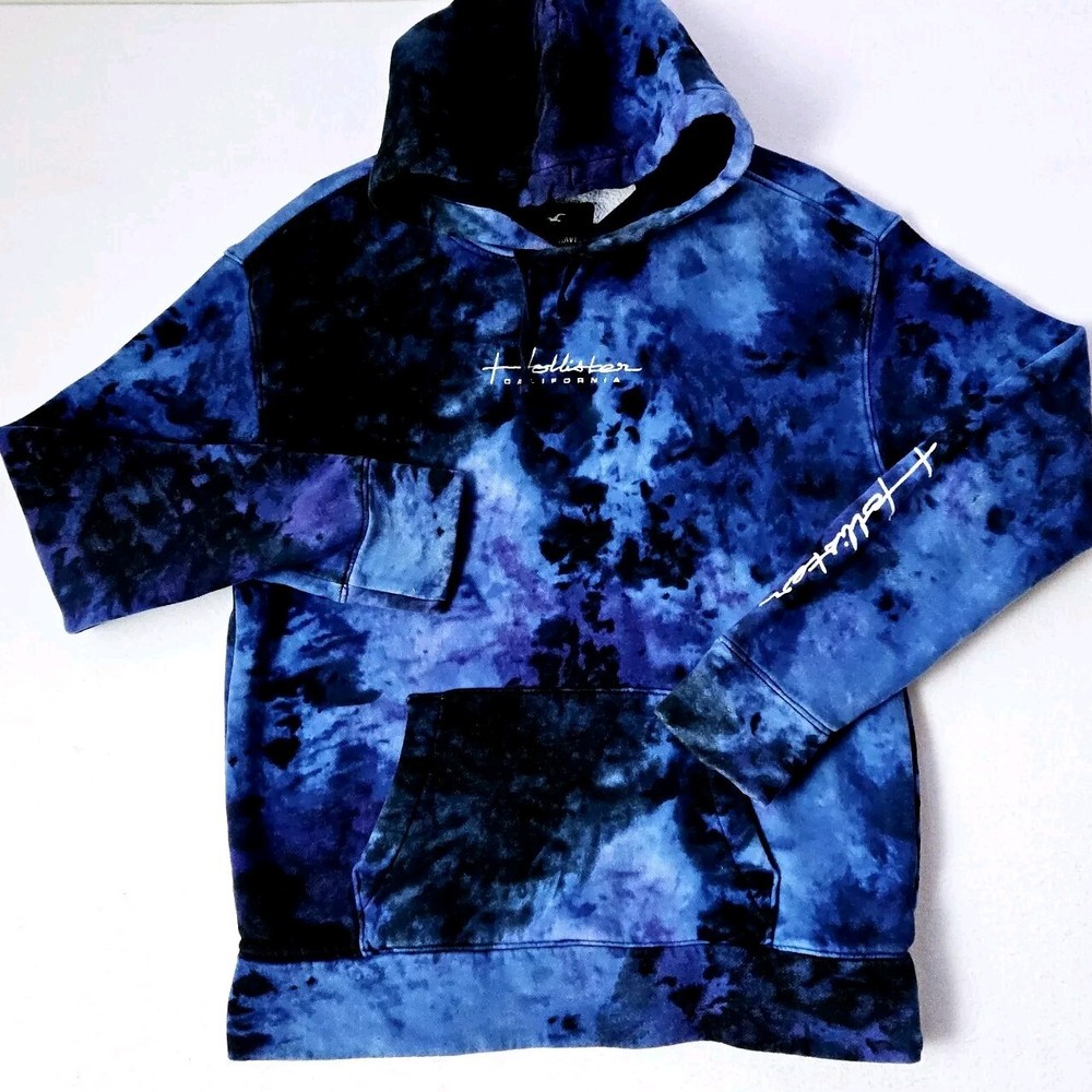 Hollister Must Have Collection Tie Dye Hoodie Mens Sz M Pullover Purple Blue
