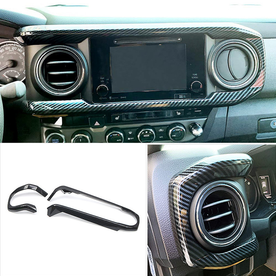 2016-2022 Toyota Tacoma Carbon Fiber Dashboard Air Vent Cover Kit 2P