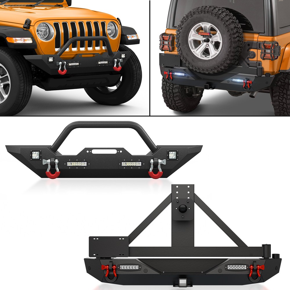 2018-2025 Jeep Wrangler JL JLU Front or Rear Bumper with D-Rings & LED Lights